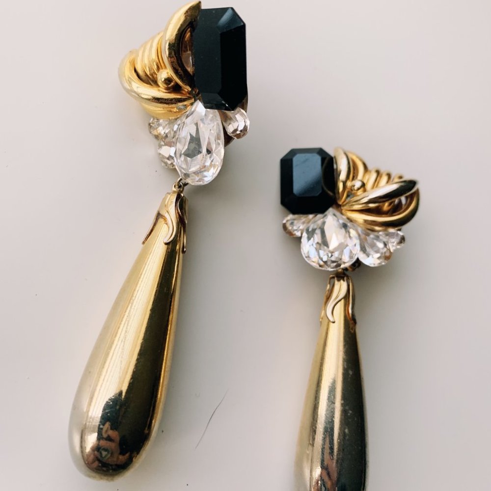vintage drop earrings with faux jewels